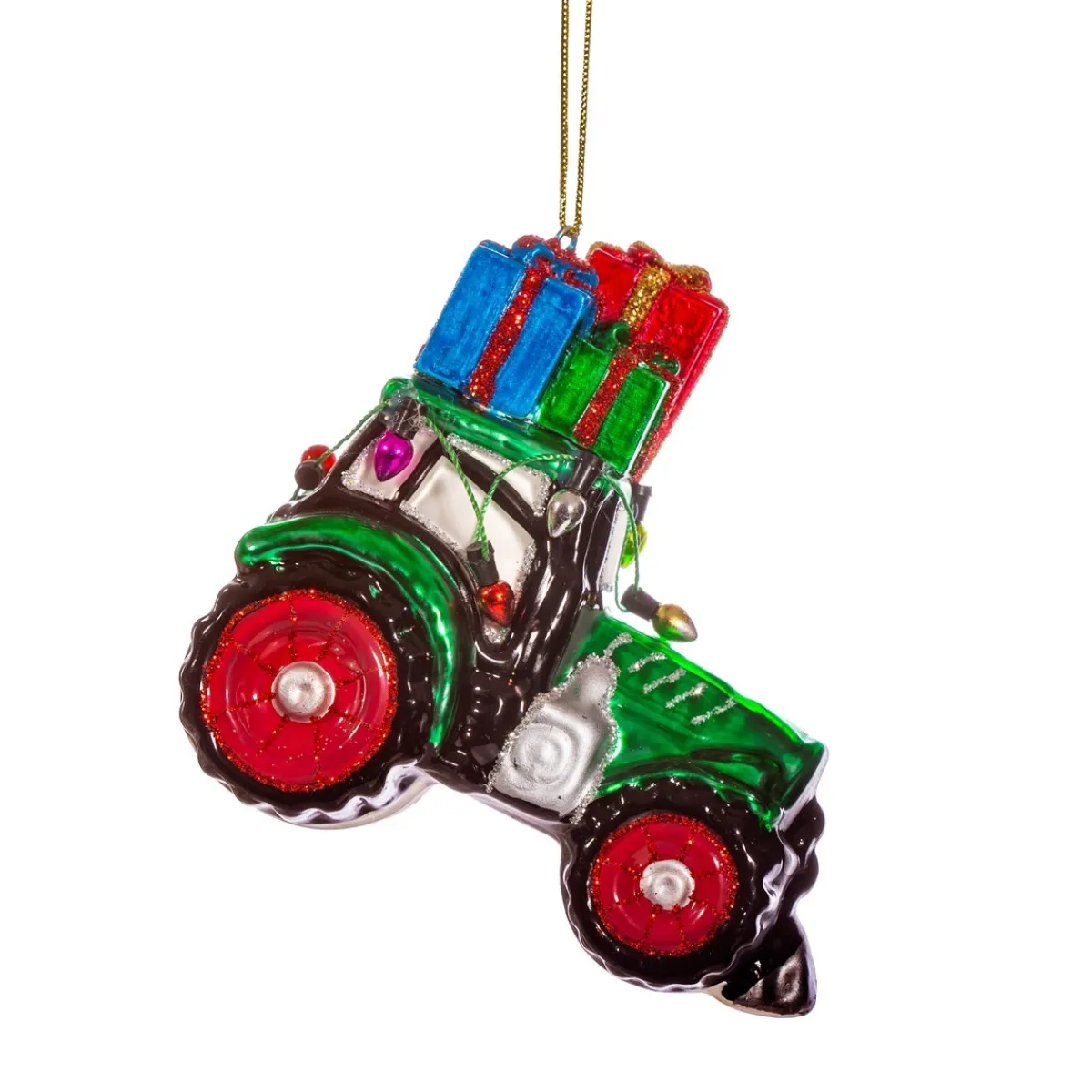 Outlet Sass and Belle Green Tractor with Gifts Shaped Bauble