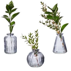 Hot Sass and Belle Grey Glass Bud Vases - Set of 3
