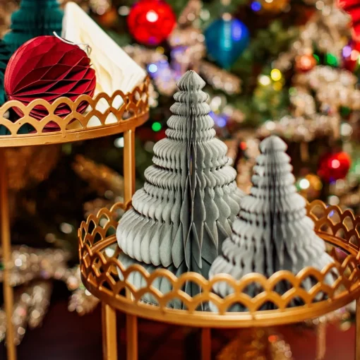 Online Sass and Belle Grey Honeycomb Tree Standing Decoration - Set of 2