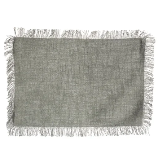 Best Sass and Belle Grey Stonewash Placemats with Fringed Edge - Set of 2