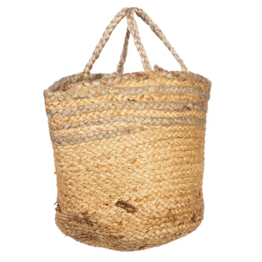 New Sass and Belle Grey Stripe Jute Storage Basket