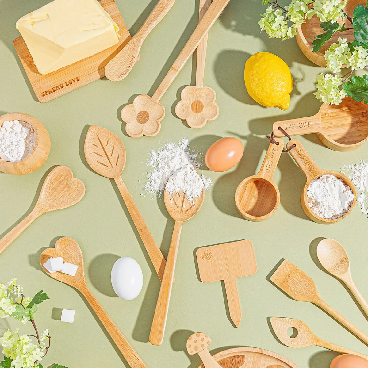 Clearance Sass and Belle Heart Bamboo Salad Servers