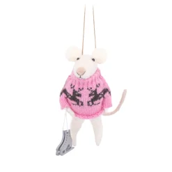 Best Sass and Belle Ice-Skating Mouse in a Jumper Felt Decoration
