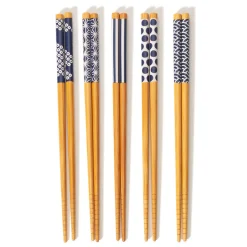 Best Sass and Belle Japandi Bamboo Blue Chopsticks - Set of 5