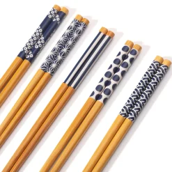Best Sass and Belle Japandi Bamboo Blue Chopsticks - Set of 5