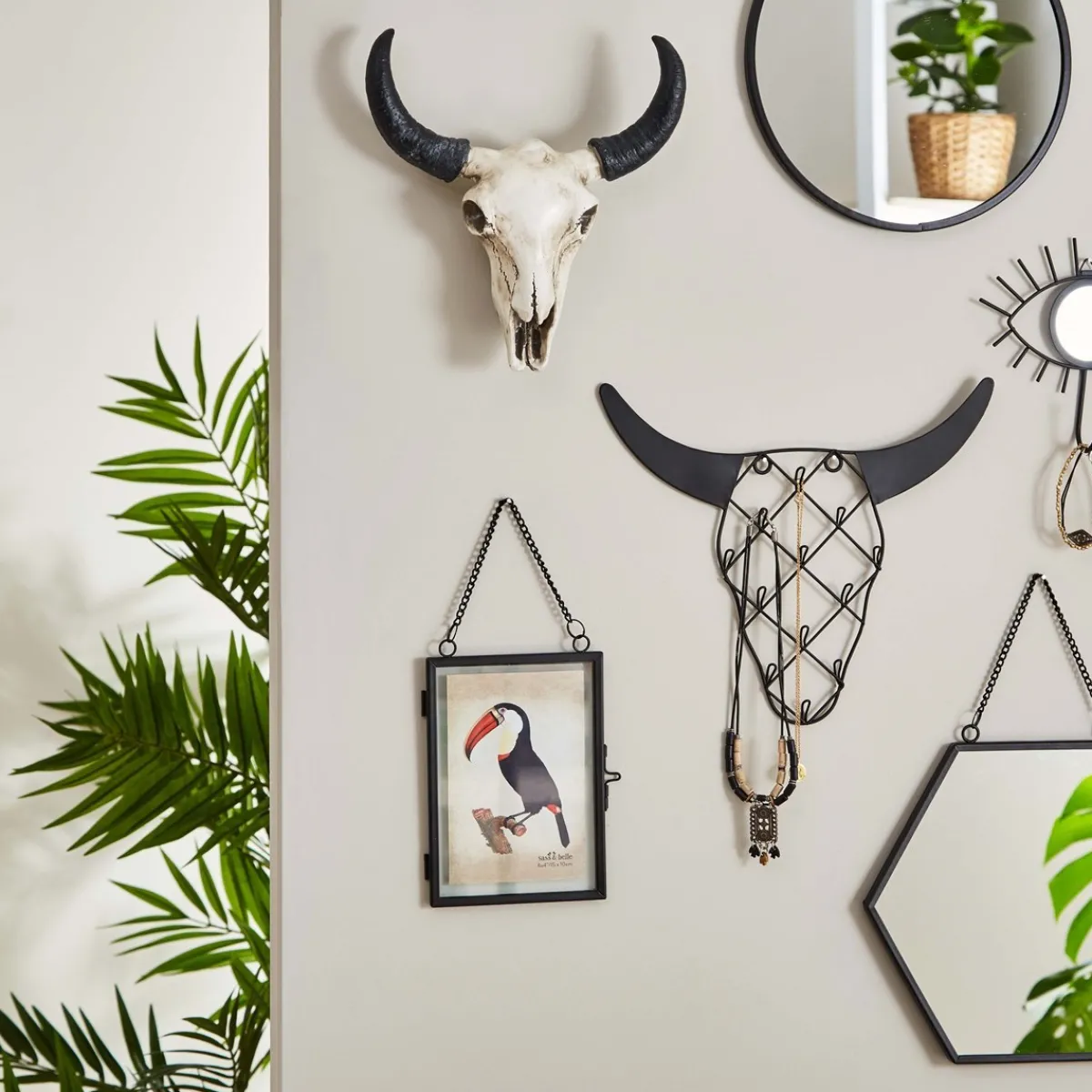 Discount Sass and Belle Jet Black Hexagon Mirror