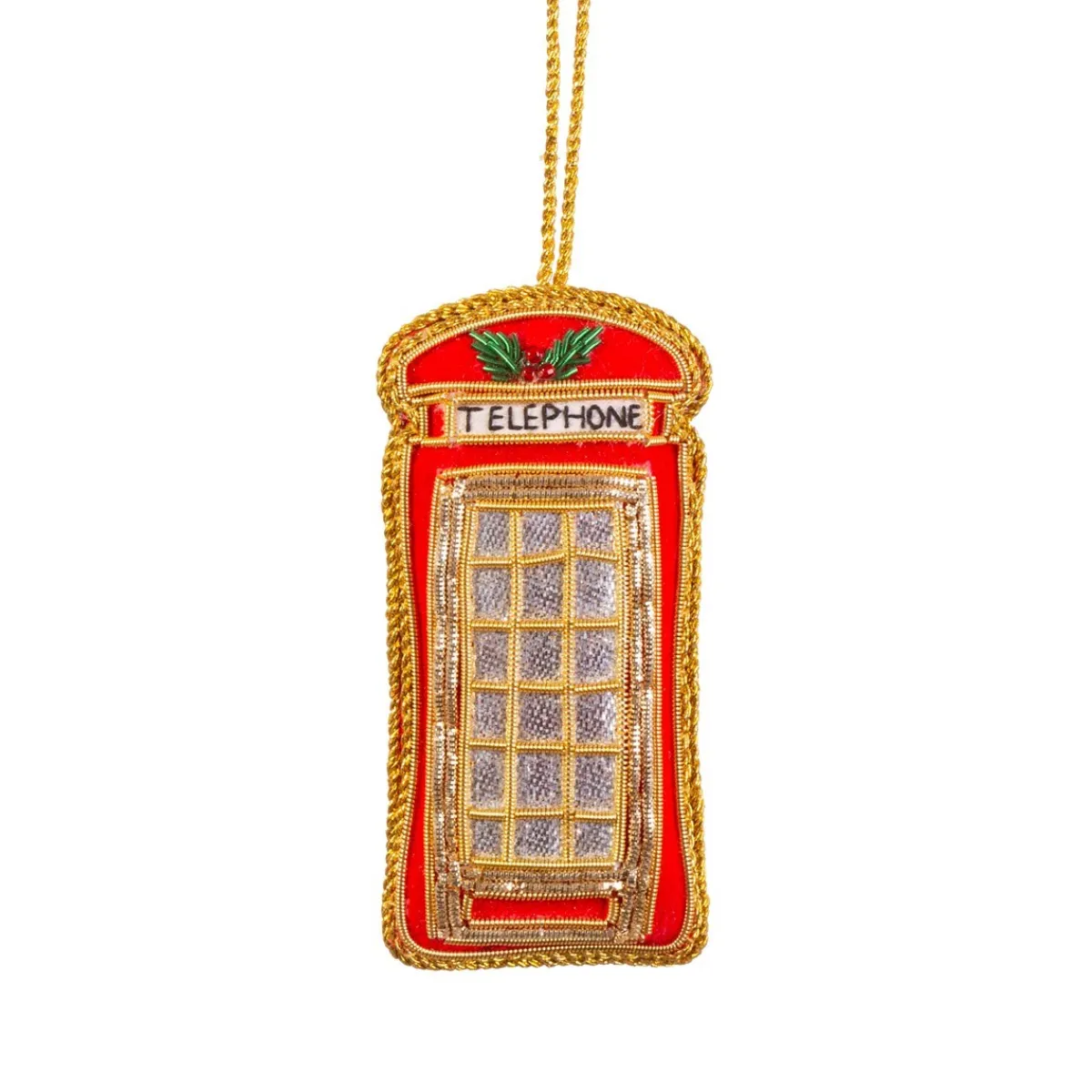 Sale Sass and Belle London Telephone Box Zari Embroidery Decoration Red