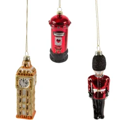 Hot Sass and Belle Lovely London Postbox, Big Ben & Guard Decorations - Set of 3