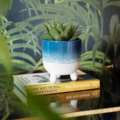 Best Sass and Belle Mojave Glaze Blue Large Planter on Legs
