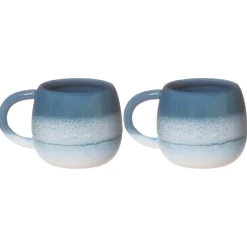 Outlet Sass and Belle Mojave Glaze Espresso Blue Mug - Set of 2
