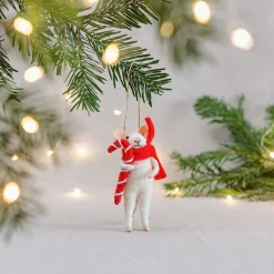 New Sass and Belle Mouse with Candy Cane Hanging Decoration