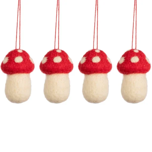 Sale Sass and Belle Mushrooms Felt Hanging Decoration - Set of 4
