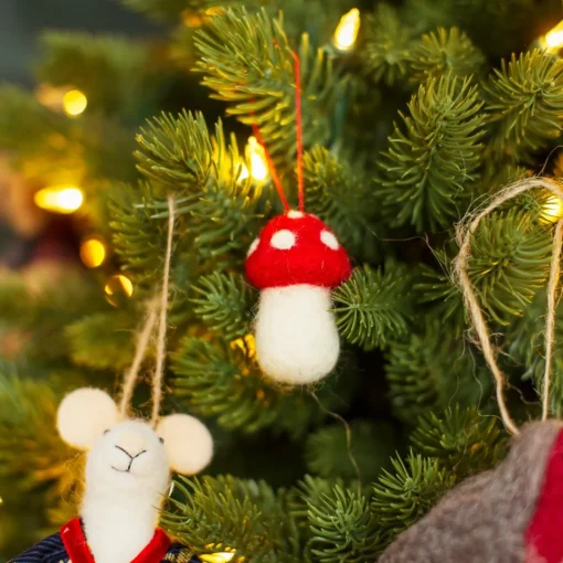 Sale Sass and Belle Mushrooms Felt Hanging Decoration - Set of 4