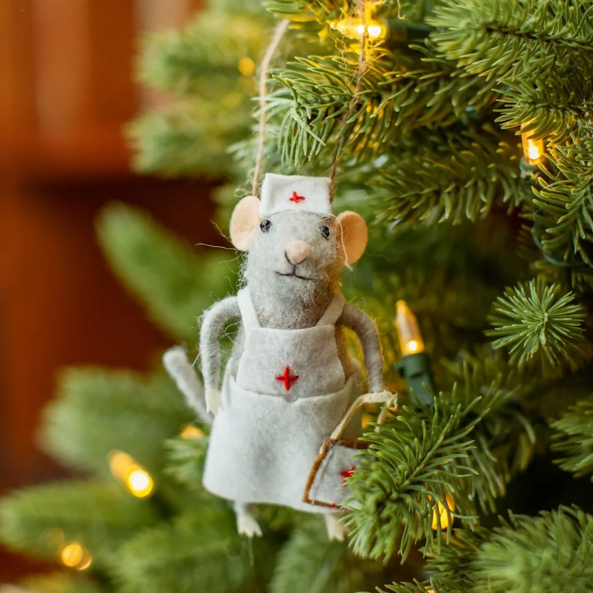 Sass and Belle Nurse Mouse Felt Decoration