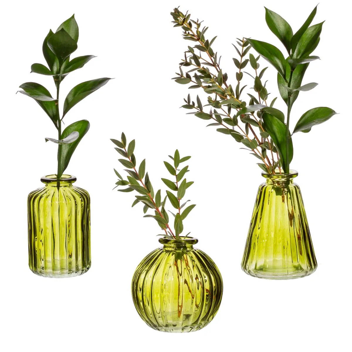 Sale Sass and Belle Olive Green Glass Bud Vases - Set of 3