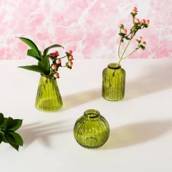 Sale Sass and Belle Olive Green Glass Bud Vases - Set of 3