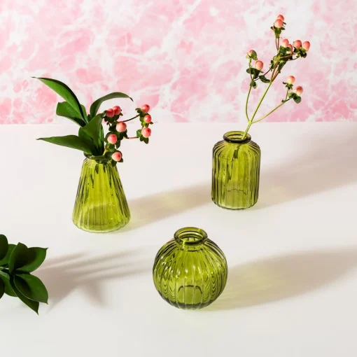 Sale Sass and Belle Olive Green Glass Bud Vases - Set of 3