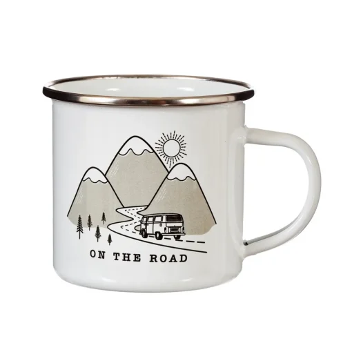 Outlet Sass and Belle On The Road Enamel White Mug