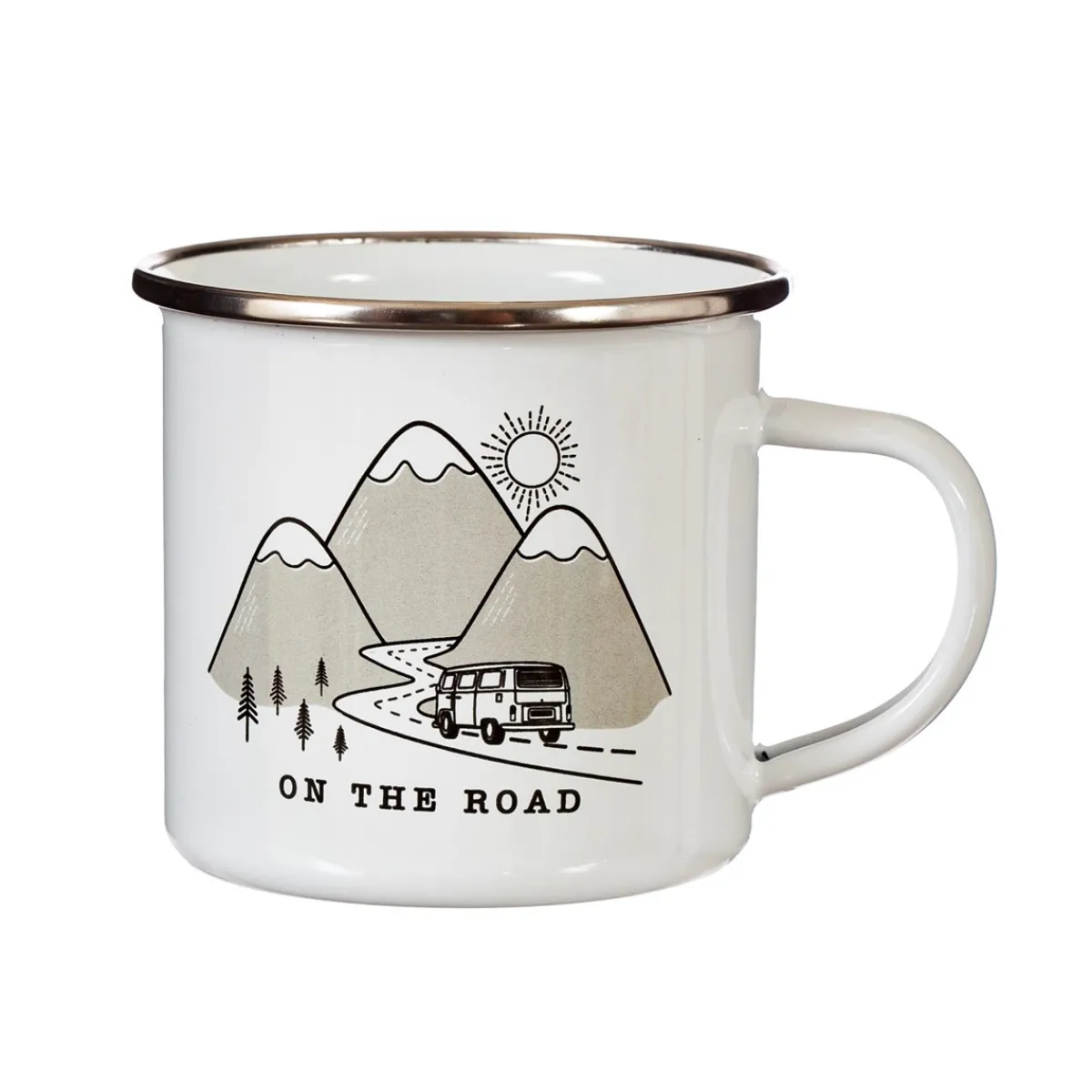 Outlet Sass and Belle On The Road Enamel White Mug