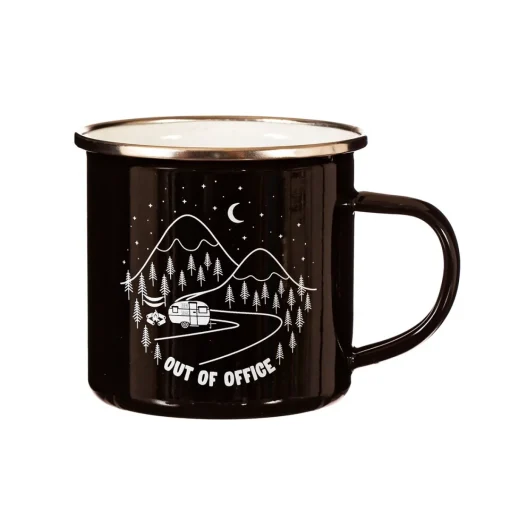 Sale Sass and Belle Out Of Office Enamel Black Mug