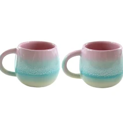 New Sass and Belle Pastel Ombre Espresso Mugs Pink & Green - Set of 2