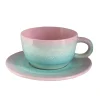 Sass and Belle Pastel Ombre Tea Cup & Saucer Set Pink & Green