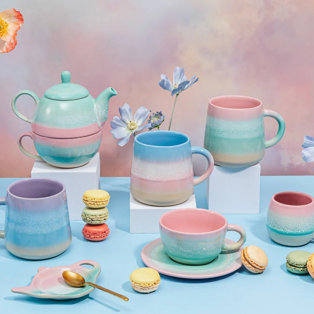 Best Sass and Belle Pastel Ombre Tea For One Pink & Green