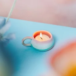 Sass and Belle Pastel Ombre Tealight Holder with Handle Pink & Green