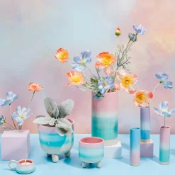 Sass and Belle Pastel Ombre Tealight Holder with Handle Pink & Green