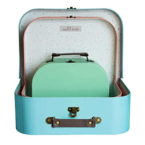 Sass and Belle Pastel Retro Suitcases - Set of 3