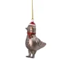 Hot Sass and Belle Pigeon with Santa Hat Shaped Bauble