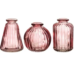Hot Sass and Belle Pink Glass Bud Vases - Set of 3
