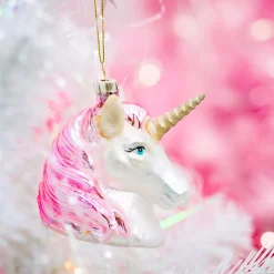 Outlet Sass and Belle Pink Shimmer Unicorn Head Shaped Bauble