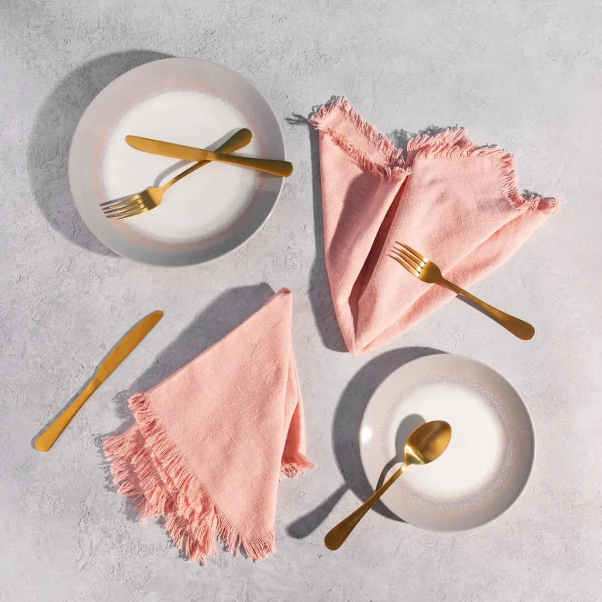 Best Sass and Belle Pink Stonewash Napkins with Fringed Edge - Set of 2