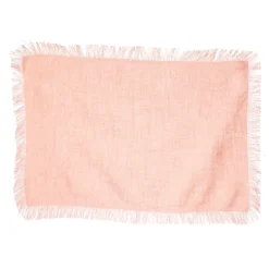 New Sass and Belle Pink Stonewash Placemats with Fringed Edge - Set of 2