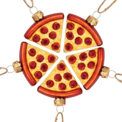 Clearance Sass and Belle Pizza Slices Baubles in a Box -Set of 5