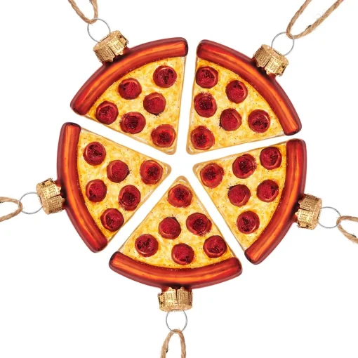 Clearance Sass and Belle Pizza Slices Baubles in a Box -Set of 5