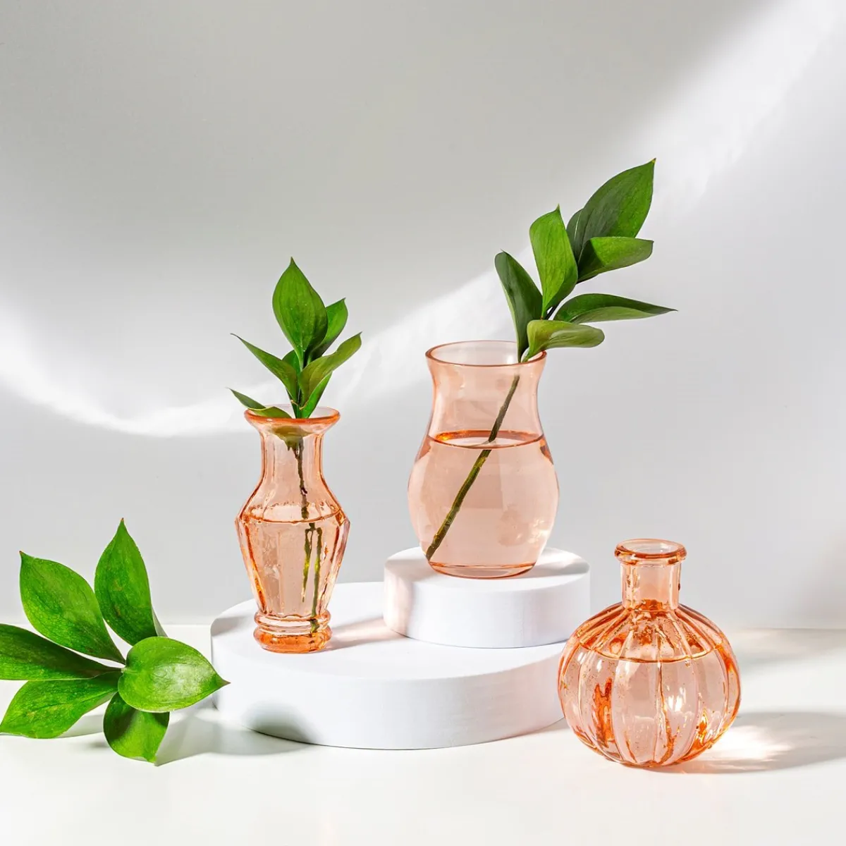 Outlet Sass and Belle Recycled Glass Vintage Bud Vase Pale Pink - Set of 3
