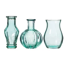 Hot Sass and Belle Recycled Glass Vintage Bud Vase Pale Blue - Set of 3