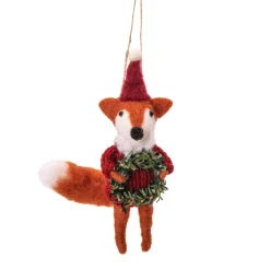 New Sass and Belle Red Fox with Wreath Felt Decoration