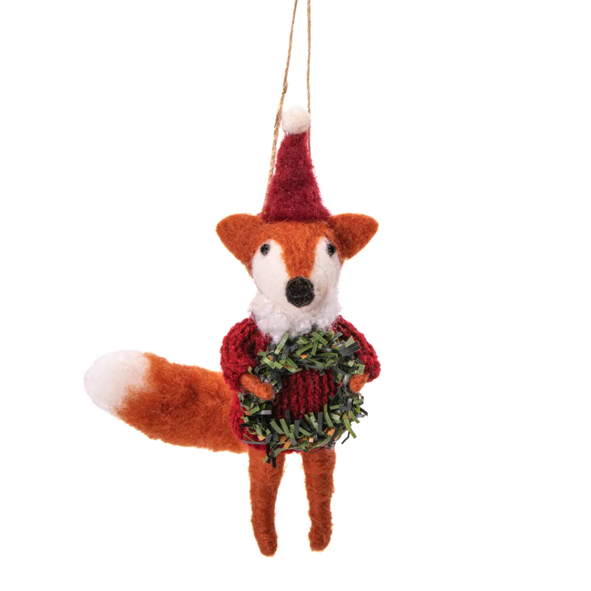 New Sass and Belle Red Fox with Wreath Felt Decoration