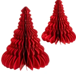 Sale Sass and Belle Red Honeycomb Tree Standing Decoration - Set of 2