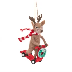 Best Sass and Belle Reindeer on a Scooter Felt Decoration