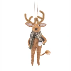Best Sass and Belle Reindeer with Coffee Felt Decoration