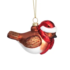Sass and Belle Robin in a Scarf & Hat Shaped Bauble