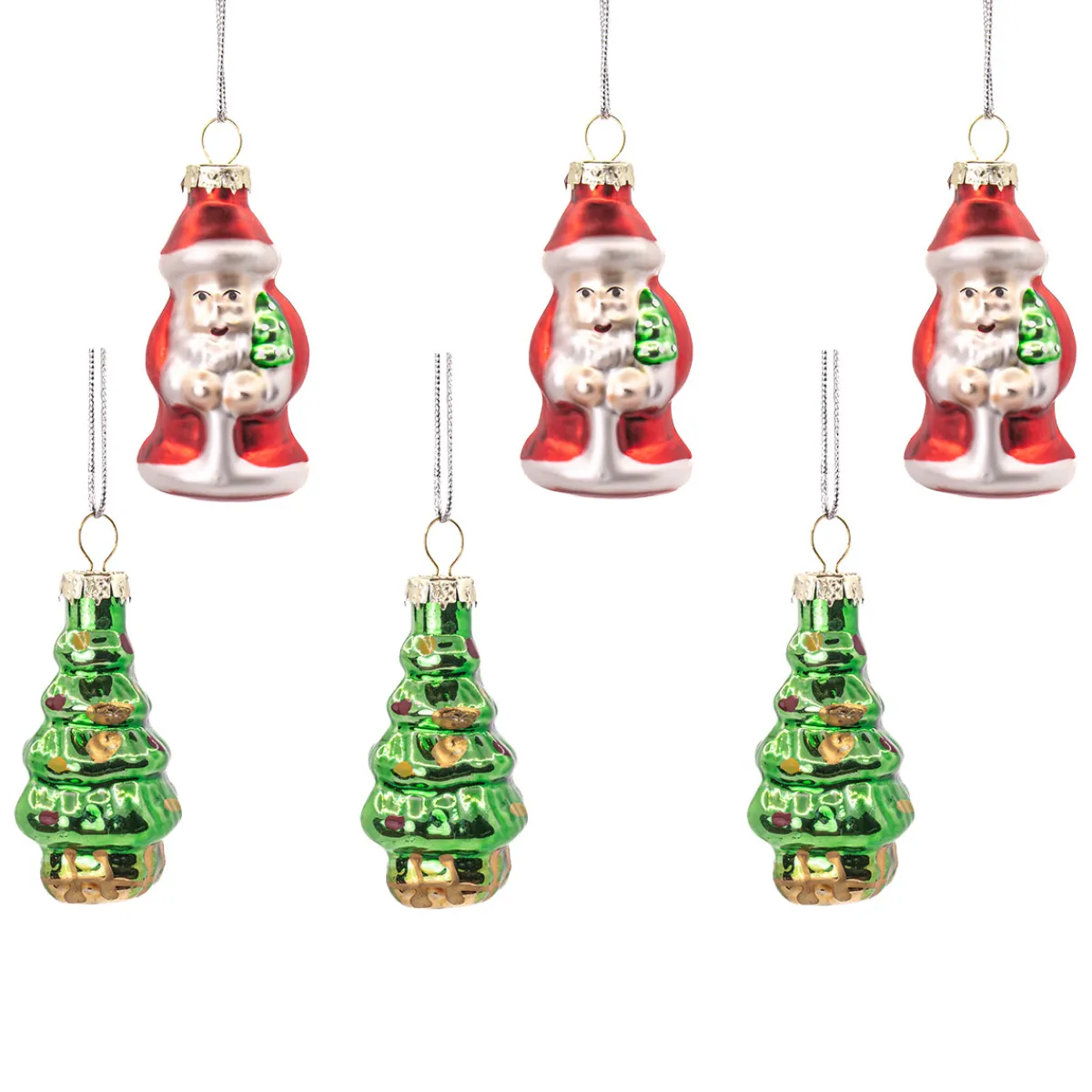 Sale Sass and Belle Santa & Trees Mini Shaped Baubles - Set of 6