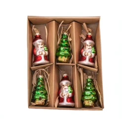 Sale Sass and Belle Santa & Trees Mini Shaped Baubles - Set of 6
