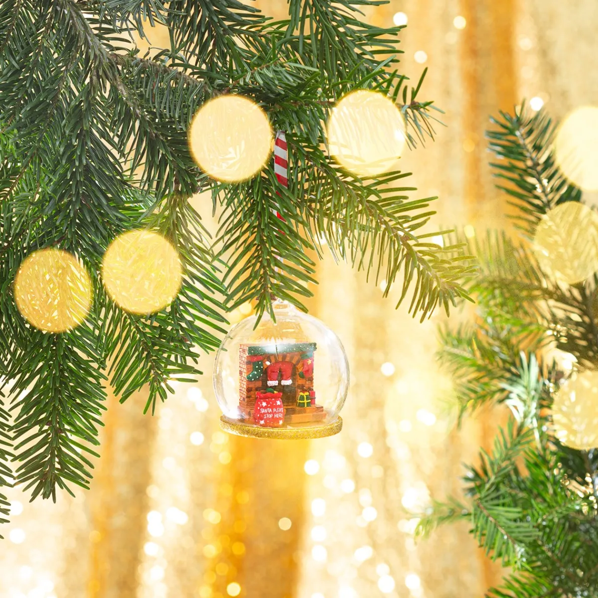 Discount Sass and Belle Santa Chimney Scene Dome Bauble