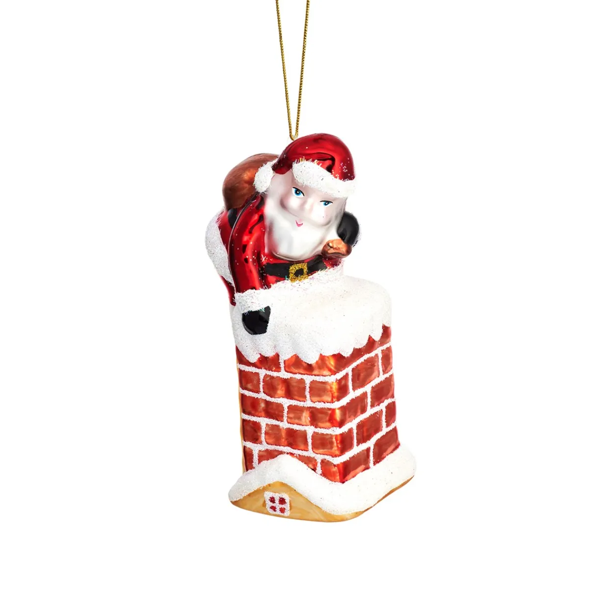 Discount Sass and Belle Santa Climbing Down the Chimney Shaped Bauble