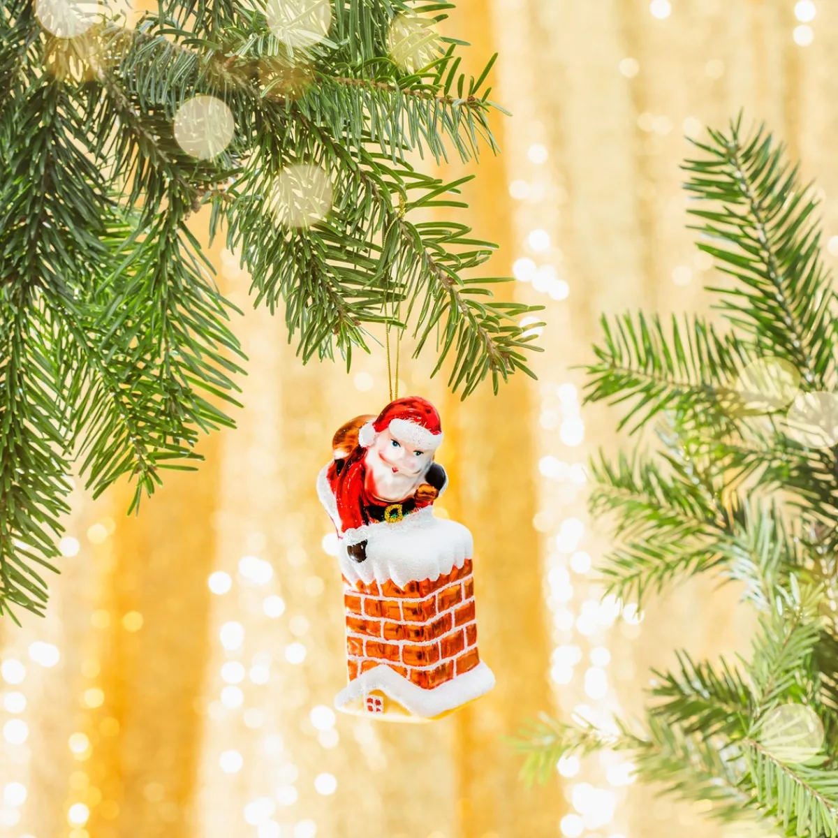 Discount Sass and Belle Santa Climbing Down the Chimney Shaped Bauble